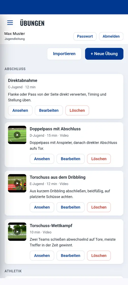 Übungsbibliothek mit Videos