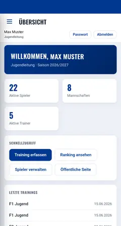 Kaderwerk im blauen Vereins-CI