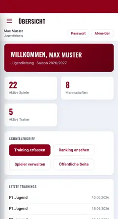 Dieselbe App im roten Vereins-CI